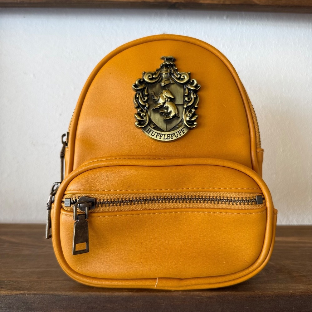 Harry Potter Hufflepuff Mini Backpack Mustard Yellow Faux Leather‎ Bag NO STRAPS